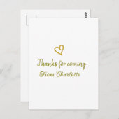 bedankt voor het komen add naam tekst bericht goud briefkaart (Voorkant / Achterkant)