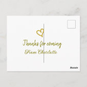 bedankt voor het komen add naam tekst bericht goud briefkaart (Achterkant)