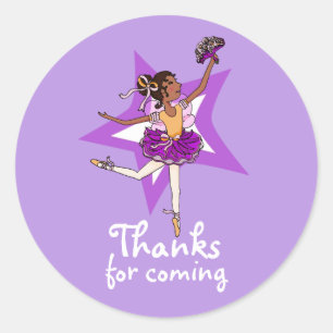 Bedankt voor het komen ballerina meisje birthday s ronde sticker