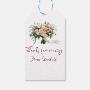 bedankt voor het komen bloemstuk groenblauw naam m cadeaulabel