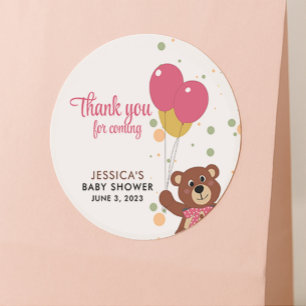 Bedankt voor het komen Blush Pink Girl Baby shower Ronde Sticker