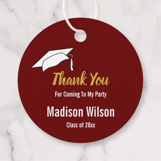 Bedankt voor het komen donkerrood goud Afstuderen Bedankjes Labels (Achterkant)