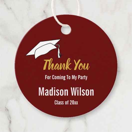 Bedankt voor het komen donkerrood goud Afstuderen Bedankjes Labels (Voorkant)