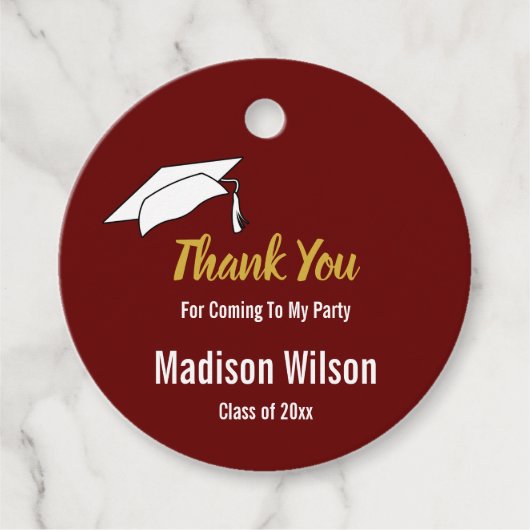 Bedankt voor het komen donkerrood goud Afstuderen Bedankjes Labels (Voorkant)