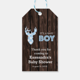 Bedankt voor het komen herten rustiek Baby shower  Cadeaulabel