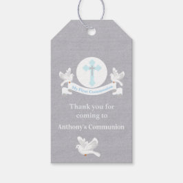 Bedankt voor het komen jongens communie Label Cadeaulabel