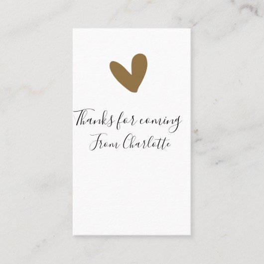 bedankt voor het komen naam tekstbericht gouden ha visitekaartje (Voorkant)