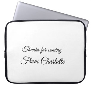 bedankt voor het komen naam toevoegen aan tekstber laptop sleeve