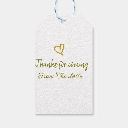 bedankt voor het komen naam toevoegen tekst berich cadeaulabel (Achterkant)