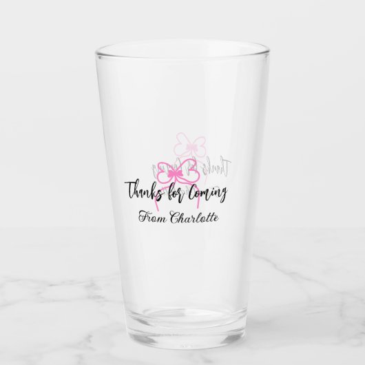 bedankt voor het komen naam toevoegen tekst berich glas (Voorkant)