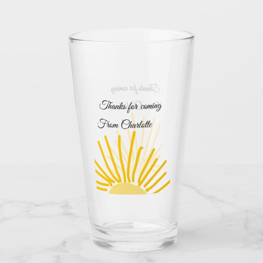 bedankt voor het komen naam toevoegen tekst berich glas (Voorkant)