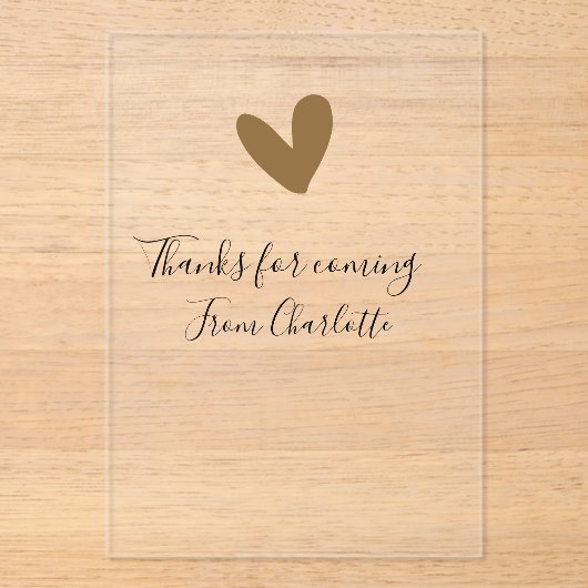 bedankt voor het komen naam toevoegen tekstbericht acryl uitnodigingen (Voorkant)