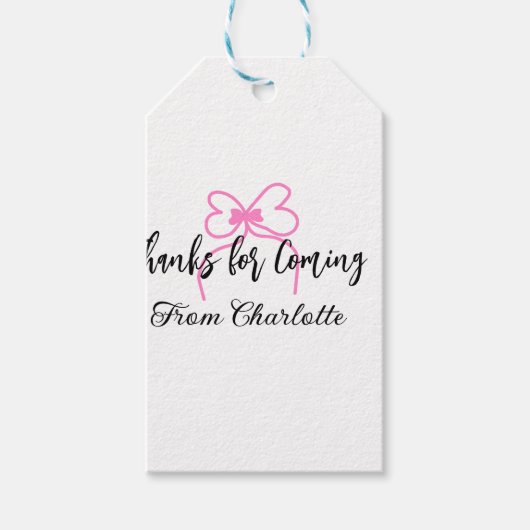 bedankt voor het komen naam toevoegen tekstbericht cadeaulabel (Voorkant)