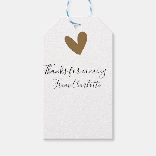 bedankt voor het komen naam toevoegen tekstbericht cadeaulabel (Voorkant)