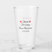 bedankt voor het komen naam toevoegen tekstbericht glas (Achterkant)