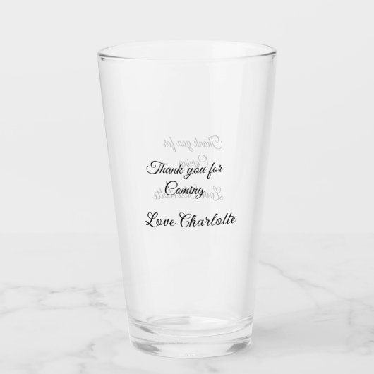 bedankt voor het komen naam toevoegen tekstbericht glas (Voorkant)
