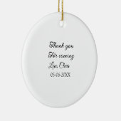 bedankt voor het komen naam toevoegen tekstbericht keramisch ornament (Rechts)