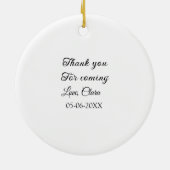 bedankt voor het komen naam toevoegen tekstbericht keramisch ornament (Achterkant)