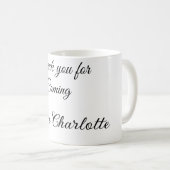 bedankt voor het komen naam toevoegen tekstbericht koffiemok (Voorkant rechts)