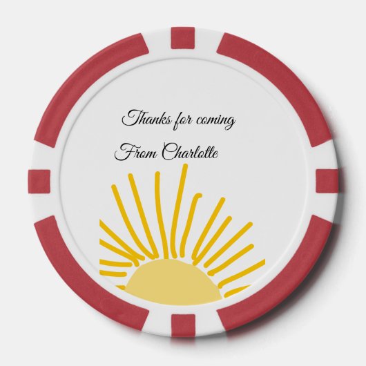bedankt voor het komen naam toevoegen tekstbericht poker chips (Voorkant)