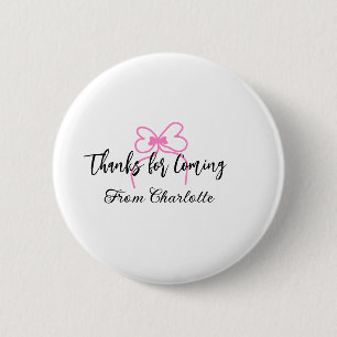 bedankt voor het komen naam toevoegen tekstbericht ronde button 5,7 cm