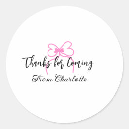 bedankt voor het komen naam toevoegen tekstbericht ronde sticker