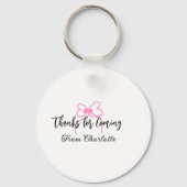 bedankt voor het komen naam toevoegen tekstbericht sleutelhanger (Achterkant)