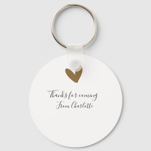 bedankt voor het komen naam toevoegen tekstbericht sleutelhanger (Voorkant)