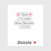 bedankt voor het komen naam toevoegen tekstbericht sticker (Vel)