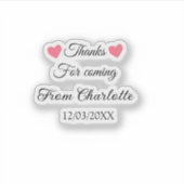 bedankt voor het komen naam toevoegen tekstbericht sticker (Voorkant)