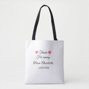 bedankt voor het komen naam toevoegen tekstbericht tote bag