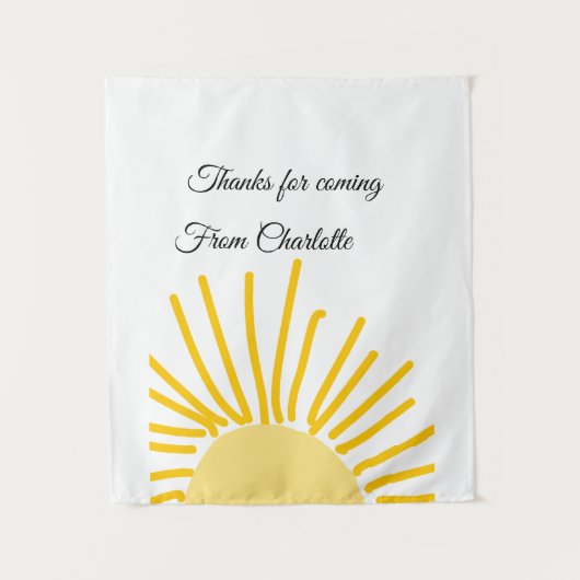 bedankt voor het komen naam toevoegen tekstbericht wandkleed (Voorkant)