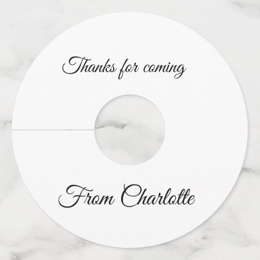 bedankt voor het komen naam toevoegen tekstbericht wijnglaslabel (Voorkant)