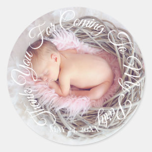 Bedankt voor het komen naar mijn feest foto baby s ronde sticker