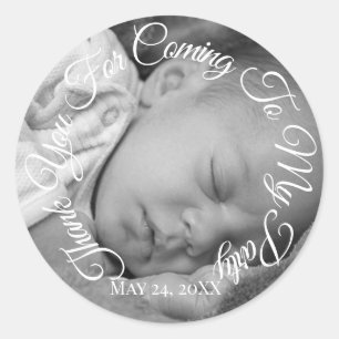 Bedankt voor het komen naar mijn feest foto baby s ronde sticker