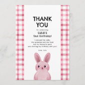 Bedankt voor het komen naar verjaardag roze bunny  kaart (Voorkant)