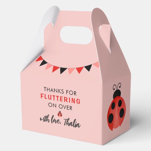 Bedankt voor het komen Pink Lieveheersbeestje Bedankdoosjes (Voorkant)