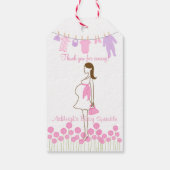 Bedankt voor het komen roze silhouet Baby sprinkle Cadeaulabel (Achterkant)