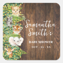 Bedankt voor het komen Safari Rustic Baby shower Vierkante Sticker
