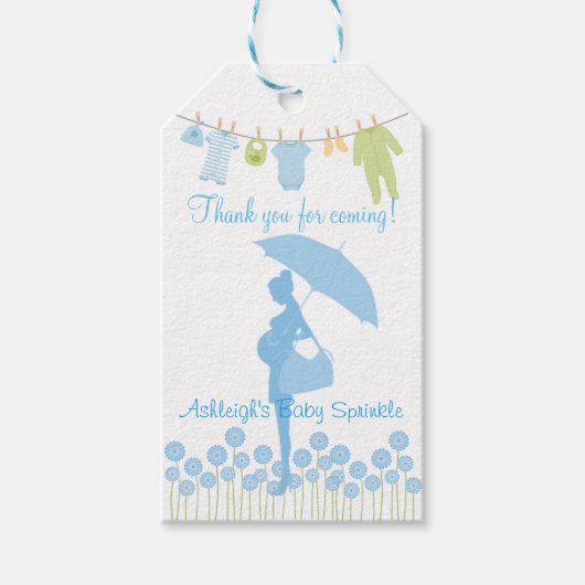 Bedankt voor het komen van Blue Silhouette Baby Sp Cadeaulabel (Voorkant)