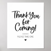Bedankt voor het komen van de gunst tafel teken poster (Voorkant)
