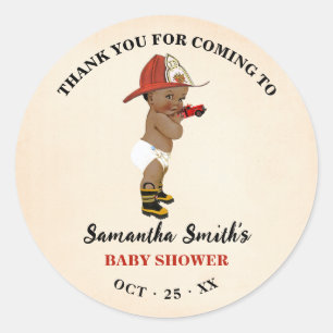 Bedankt voor het komen van een brandweerman Baby s Ronde Sticker