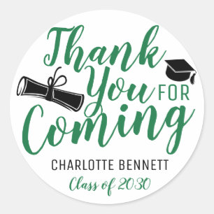 Bedankt voor het komen van een Green Graduation Pa Ronde Sticker