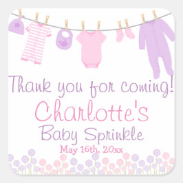 Bedankt voor het komen van kleine kleding Baby Spr Vierkante Sticker