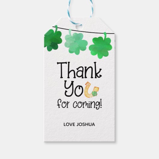 Bedankt voor het komen van Lucky Irish Shamrock Cadeaulabel (Voorkant)