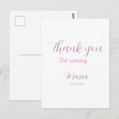 Bedankt voor het komen verjaardagsfeest naam datum briefkaart (Voorkant / Achterkant)