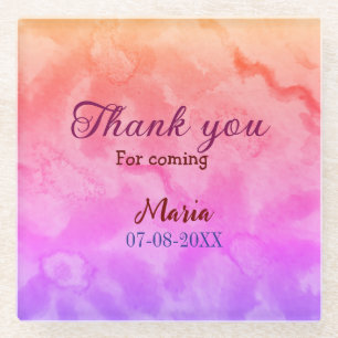 Bedankt voor het komen verjaardagsfeestje en naamd glazen onderzetter