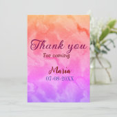 Bedankt voor het komen verjaardagsfeestje en naamd kaart (Staand voorkant)