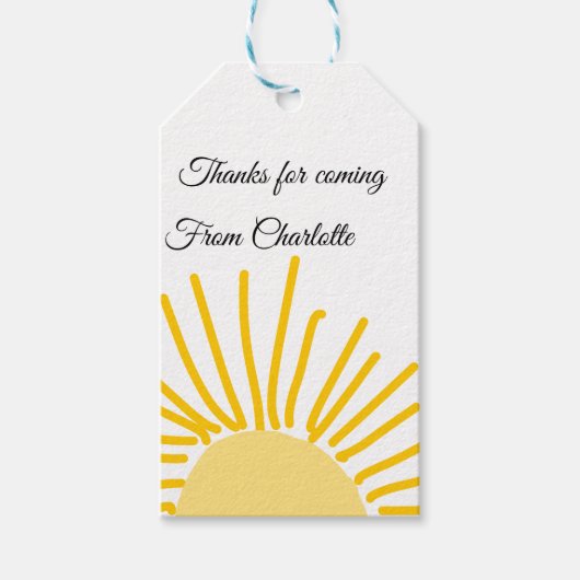 bedankt voor het komen voeg naam tekst bericht zon cadeaulabel (Voorkant)