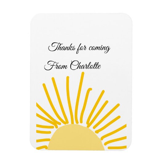 bedankt voor het komen voeg naam tekst bericht zon magneet (Verticaal)